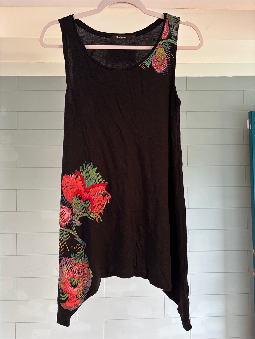 Desigual‎ Chad Black Sleeveless Floral Asymmetric Tunic